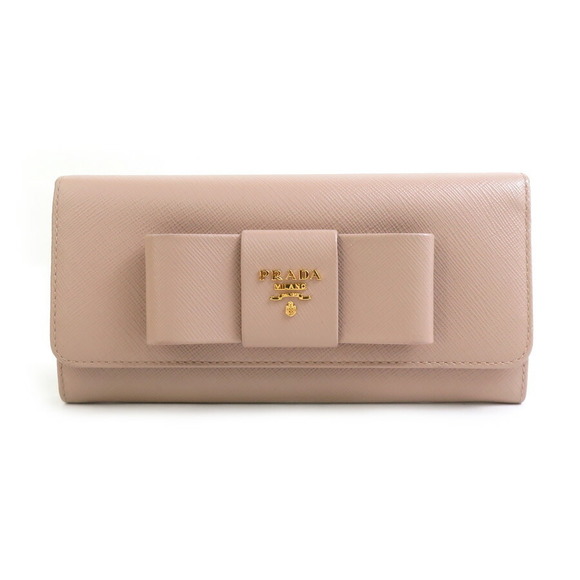 Prada long pink Fold beige Wallet leather - Picture 1 of 4